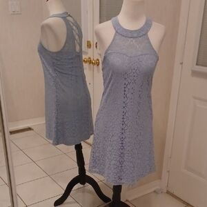 2/$70 Soft Blue Lace Mini Dress - Size XS